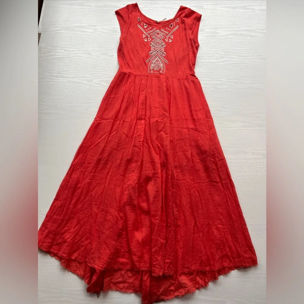 Free People Toosaloosa Cotton Slub Gauze Embroidered Meadow Dress Womens Small - Picture 2 of 16